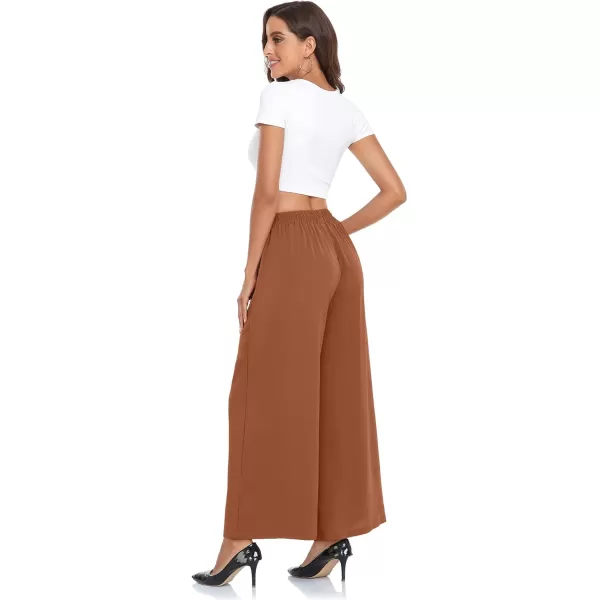 Arolina High Waisted Wide Leg Pants for Women Casual Flowy Long Loose Fit Palazzo Lounge Pants with PocketsA Caramel