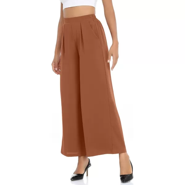 Arolina High Waisted Wide Leg Pants for Women Casual Flowy Long Loose Fit Palazzo Lounge Pants with PocketsA Caramel