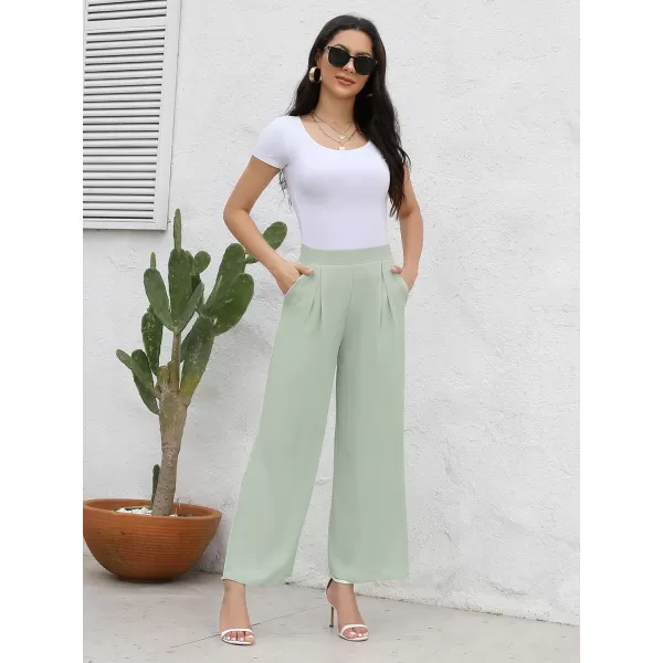 Arolina High Waisted Wide Leg Pants for Women Casual Flowy Long Loose Fit Palazzo Lounge Pants with PocketsC Seagreen