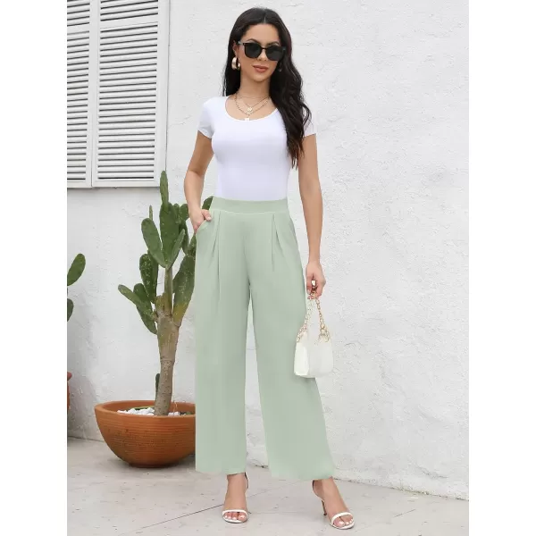 Arolina High Waisted Wide Leg Pants for Women Casual Flowy Long Loose Fit Palazzo Lounge Pants with PocketsC Seagreen