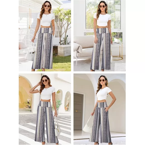 Arolina Womens Stretchy Wide Leg Palazzo Lounge Pants with Pockets Casual Comfy High Waist Palazzo Pants for Women DressyColorful Diamond
