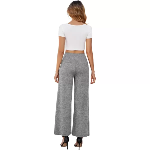 Arolina Womens Stretchy Wide Leg Palazzo Lounge Pants with Pockets Casual Comfy High Waist Palazzo Pants for Women DressyLight Heather Grey