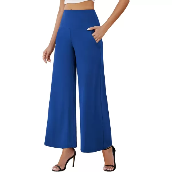 Arolina Womens Stretchy Wide Leg Palazzo Lounge Pants with Pockets Casual Comfy High Waist Palazzo Pants for Women DressyRoyal Blue