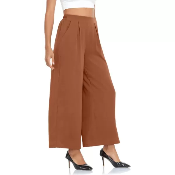 Arolina High Waisted Wide Leg Pants for Women Casual Flowy Long Loose Fit Palazzo Lounge Pants with PocketsA Caramel