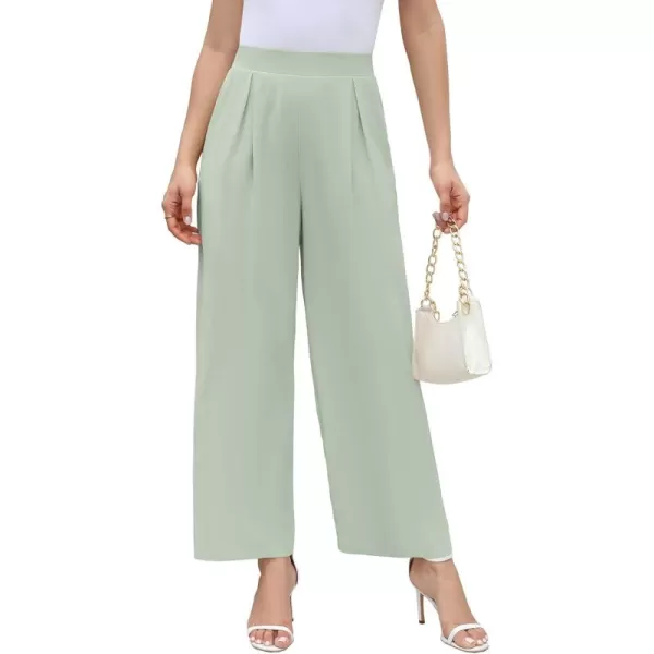 Arolina High Waisted Wide Leg Pants for Women Casual Flowy Long Loose Fit Palazzo Lounge Pants with PocketsC Seagreen