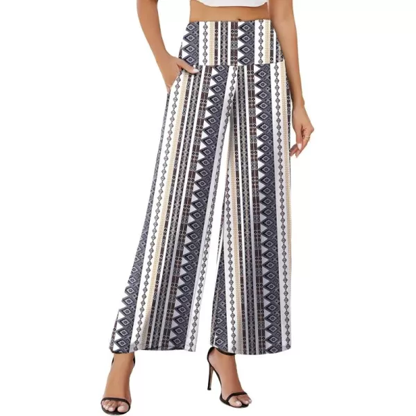 Arolina Womens Stretchy Wide Leg Palazzo Lounge Pants with Pockets Casual Comfy High Waist Palazzo Pants for Women DressyColorful Diamond