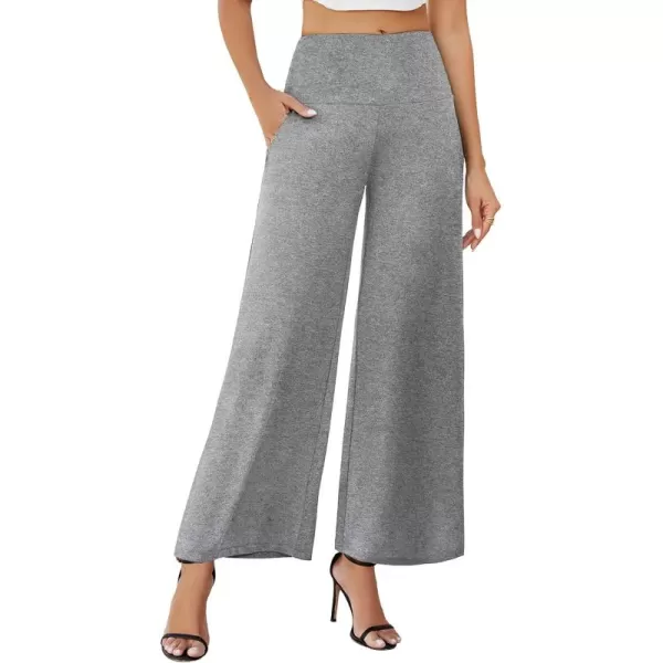 Arolina Womens Stretchy Wide Leg Palazzo Lounge Pants with Pockets Casual Comfy High Waist Palazzo Pants for Women DressyLight Heather Grey