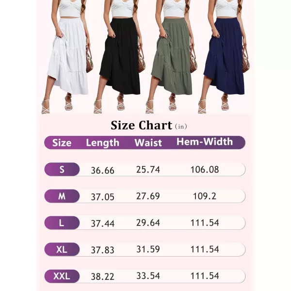 Arolina Maxi Skirt for Women Summer Boho Elastic High Waist Pleated ALine Flowy Ruffle Swing Tiered Long Beach Skirt Dress BlackNavyblue