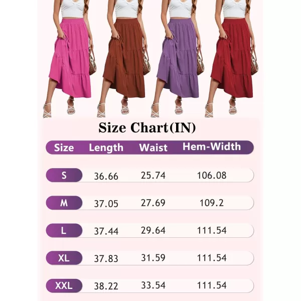 Arolina Maxi Skirt for Women Summer Boho Elastic High Waist Pleated ALine Flowy Ruffle Swing Tiered Long Beach Skirt Dress BlackPurple