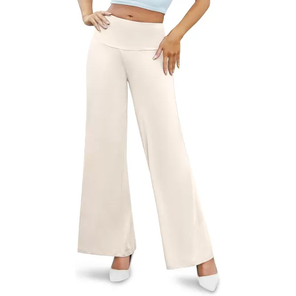 Arolina Womens Stretchy Wide Leg Palazzo Lounge Pants Casual Comfy High Waist Palazzo PantsBeigewhite