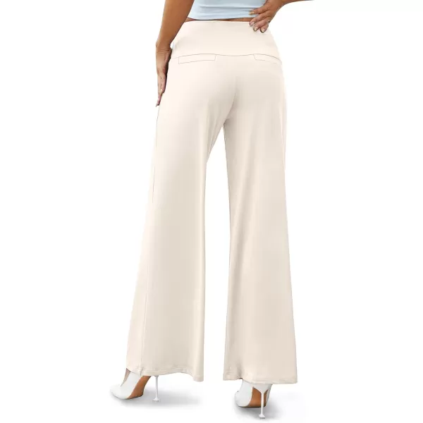Arolina Womens Stretchy Wide Leg Palazzo Lounge Pants Casual Comfy High Waist Palazzo PantsBeigewhite