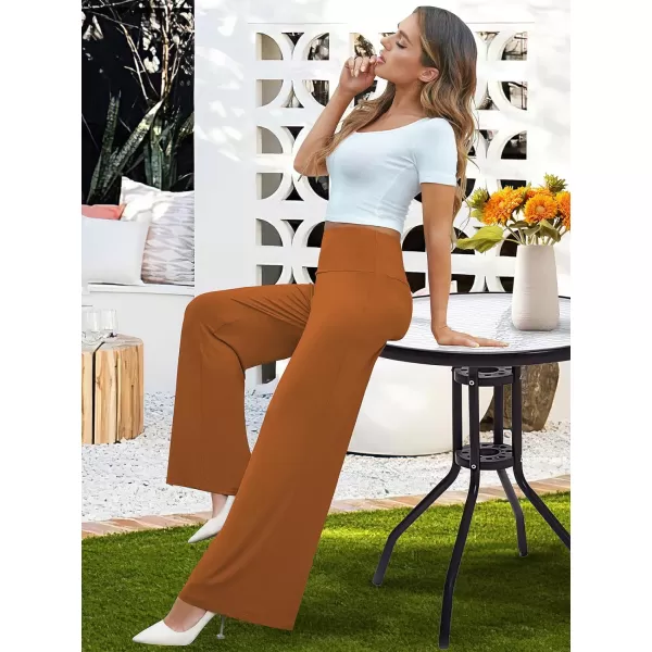 Arolina Womens Stretchy Wide Leg Palazzo Lounge Pants Casual Comfy High Waist Palazzo PantsCoffeebrown