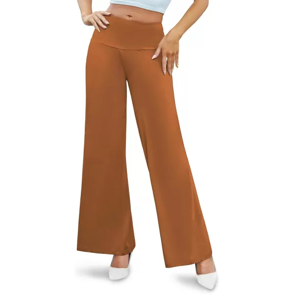 Arolina Womens Stretchy Wide Leg Palazzo Lounge Pants Casual Comfy High Waist Palazzo PantsCoffeebrown