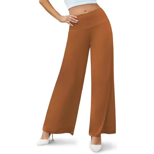 Arolina Womens Stretchy Wide Leg Palazzo Lounge Pants Casual Comfy High Waist Palazzo PantsCoffeebrown