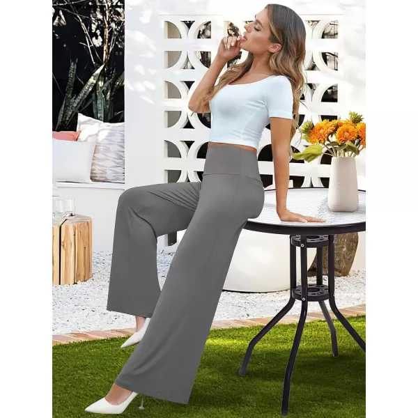 Arolina Womens Stretchy Wide Leg Palazzo Lounge Pants Casual Comfy High Waist Palazzo PantsDarkgrey