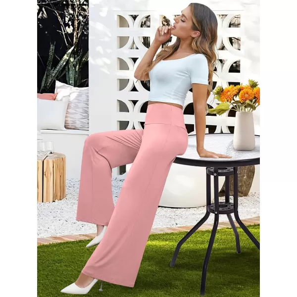 Arolina Womens Stretchy Wide Leg Palazzo Lounge Pants Casual Comfy High Waist Palazzo PantsDustypink