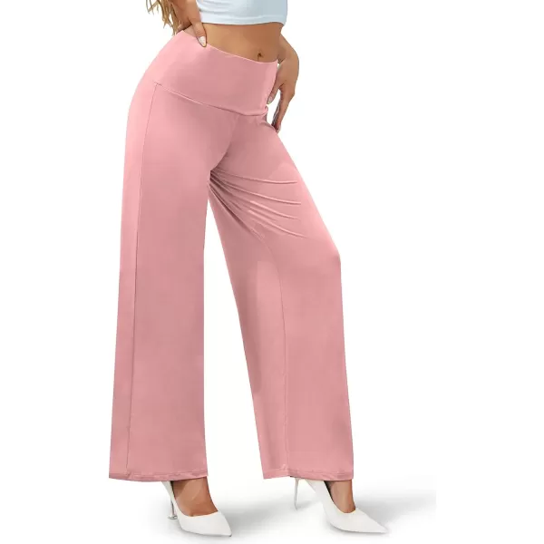 Arolina Womens Stretchy Wide Leg Palazzo Lounge Pants Casual Comfy High Waist Palazzo PantsDustypink