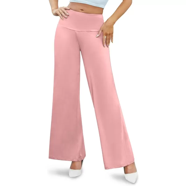 Arolina Womens Stretchy Wide Leg Palazzo Lounge Pants Casual Comfy High Waist Palazzo PantsDustypink