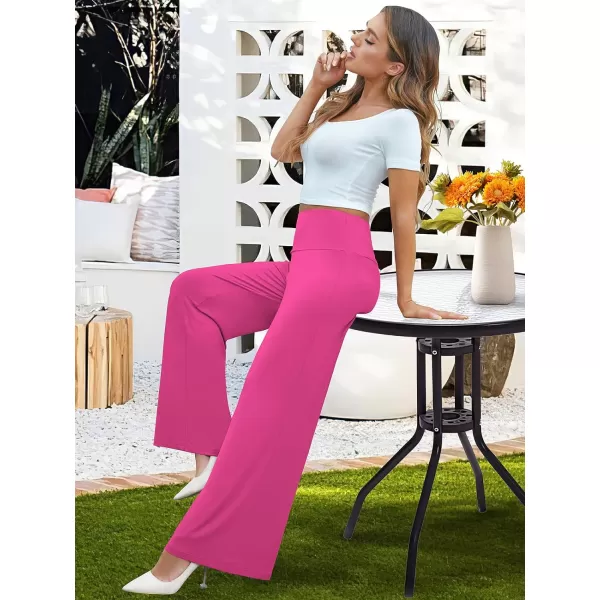 Arolina Womens Stretchy Wide Leg Palazzo Lounge Pants Casual Comfy High Waist Palazzo PantsHotpink