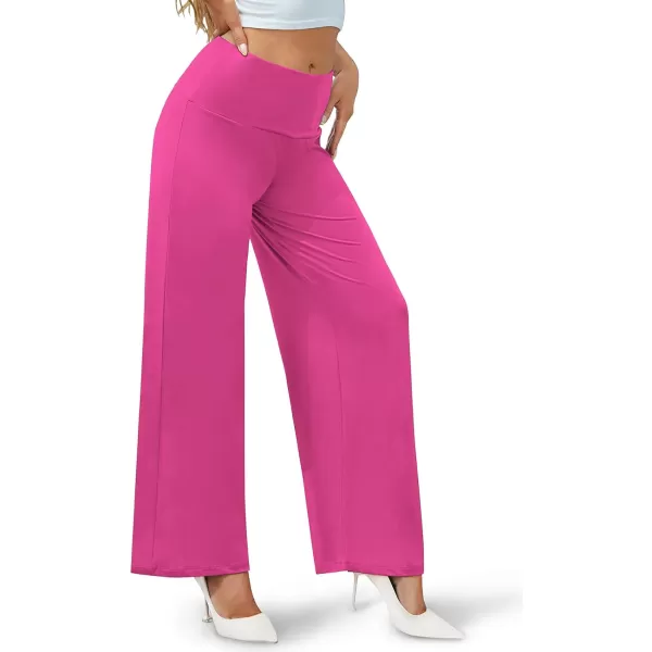 Arolina Womens Stretchy Wide Leg Palazzo Lounge Pants Casual Comfy High Waist Palazzo PantsHotpink