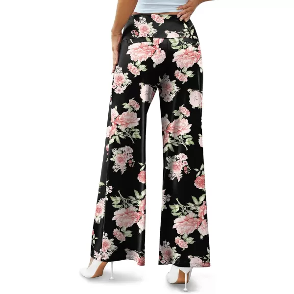 Arolina Womens Stretchy Wide Leg Palazzo Lounge Pants Casual Comfy High Waist Palazzo PantsLight Pink Flower
