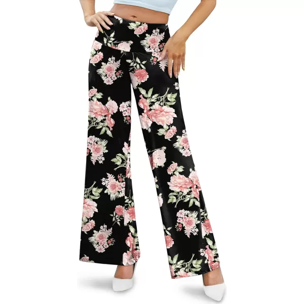 Arolina Womens Stretchy Wide Leg Palazzo Lounge Pants Casual Comfy High Waist Palazzo PantsLight Pink Flower