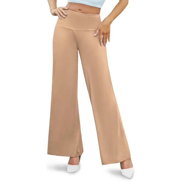 Arolina Womens Stretchy Wide Leg Palazzo Lounge Pants Casual Comfy High Waist Palazzo PantsLightkhaki