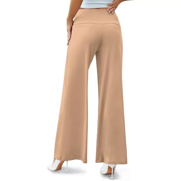 Arolina Womens Stretchy Wide Leg Palazzo Lounge Pants Casual Comfy High Waist Palazzo PantsLightkhaki