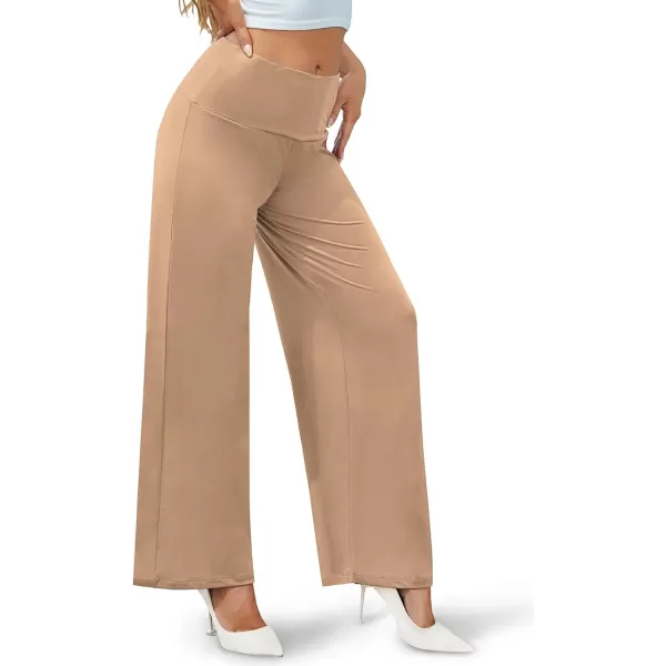 Arolina Womens Stretchy Wide Leg Palazzo Lounge Pants Casual Comfy High Waist Palazzo PantsLightkhaki