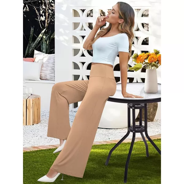 Arolina Womens Stretchy Wide Leg Palazzo Lounge Pants Casual Comfy High Waist Palazzo PantsLightkhaki