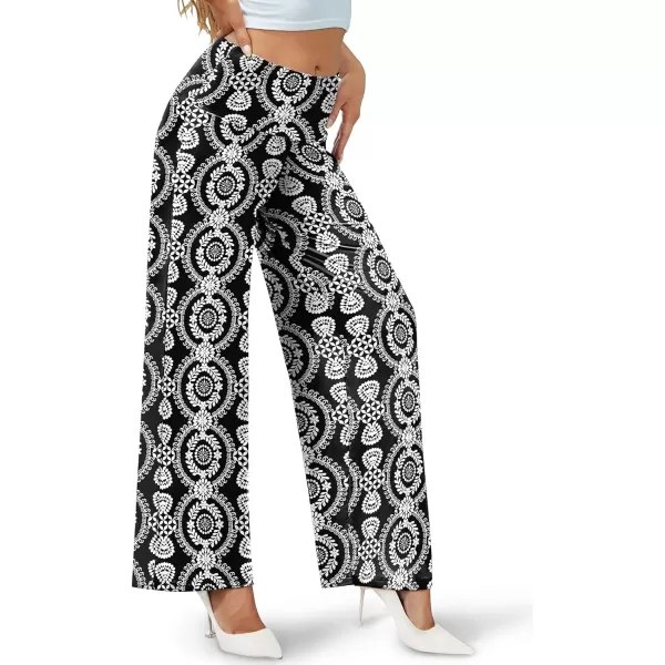 Arolina Womens Stretchy Wide Leg Palazzo Lounge Pants Casual Comfy High Waist Palazzo PantsWhite Round