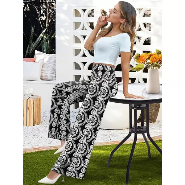 Arolina Womens Stretchy Wide Leg Palazzo Lounge Pants Casual Comfy High Waist Palazzo PantsWhite Round