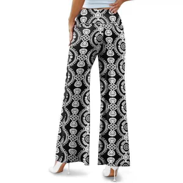 Arolina Womens Stretchy Wide Leg Palazzo Lounge Pants Casual Comfy High Waist Palazzo PantsWhite Round