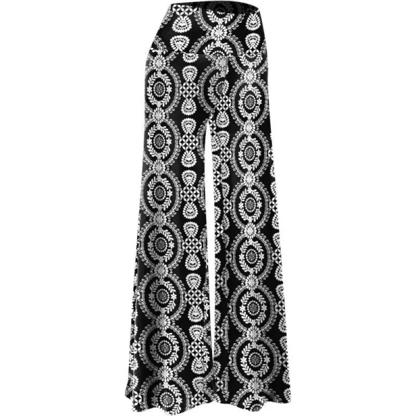 Arolina Womens Stretchy Wide Leg Palazzo Lounge Pants Casual Comfy High Waist Palazzo PantsWhite Round