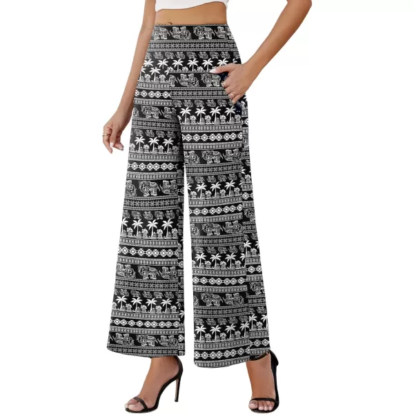 Arolina Womens Stretchy Wide Leg Palazzo Lounge Pants with Pockets Casual Comfy High Waist Palazzo Pants for Women DressyLucky Elephant