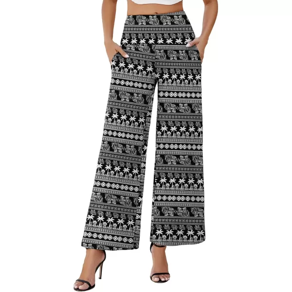 Arolina Womens Stretchy Wide Leg Palazzo Lounge Pants with Pockets Casual Comfy High Waist Palazzo Pants for Women DressyLucky Elephant