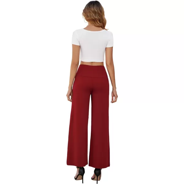 Arolina Womens Stretchy Wide Leg Palazzo Lounge Pants with Pockets Casual Comfy High Waist Palazzo Pants for Women DressyRed 01