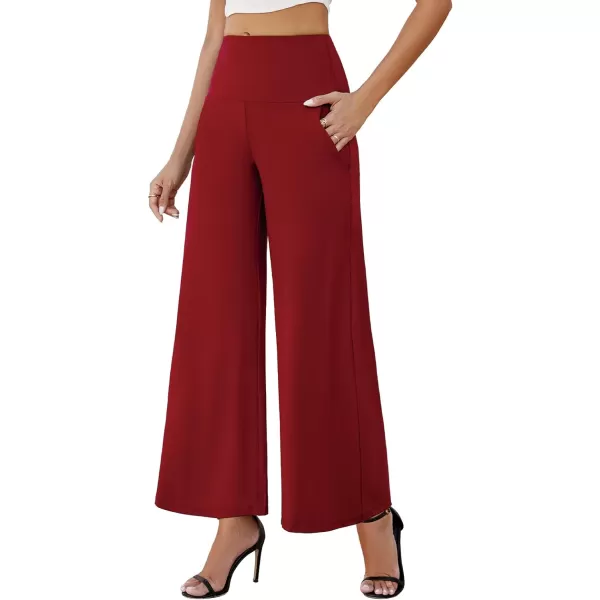 Arolina Womens Stretchy Wide Leg Palazzo Lounge Pants with Pockets Casual Comfy High Waist Palazzo Pants for Women DressyRed 01