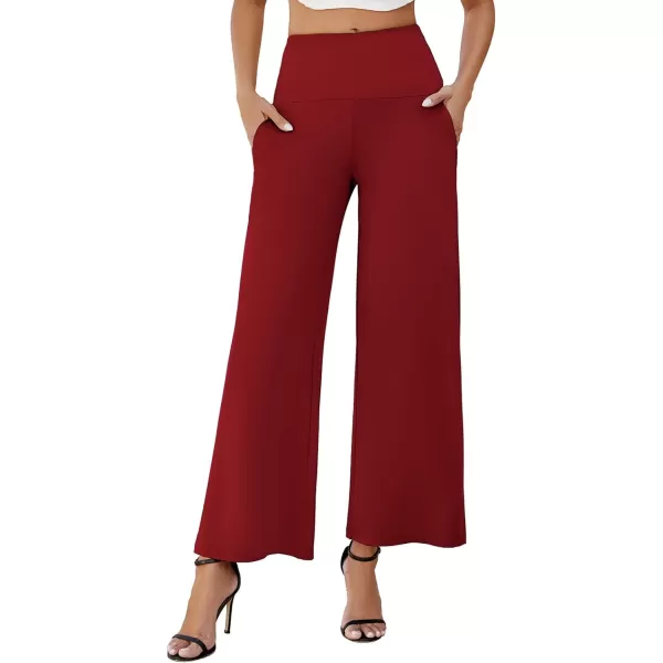 Arolina Womens Stretchy Wide Leg Palazzo Lounge Pants with Pockets Casual Comfy High Waist Palazzo Pants for Women DressyRed 01