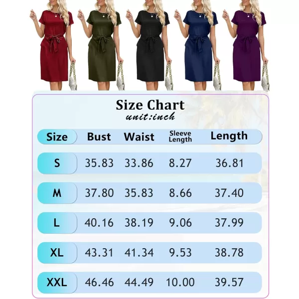 Arolina Womens Summer Short Sleeve Striped T Shirt Dress Casual Midi Dresses Crewneck Tie Waist with PocketsRed