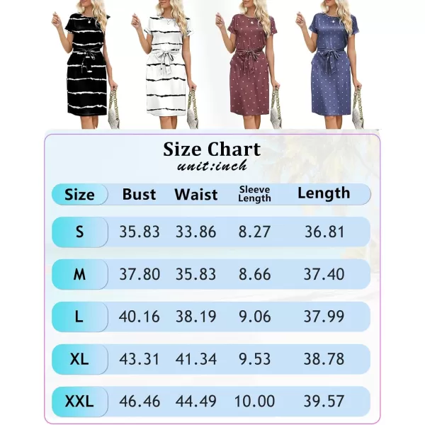 Arolina Womens Summer Short Sleeve Striped T Shirt Dress Casual Midi Dresses Crewneck Tie Waist with PocketsRed Polka Dots