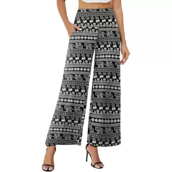 Arolina Womens Stretchy Wide Leg Palazzo Lounge Pants with Pockets Casual Comfy High Waist Palazzo Pants for Women DressyLucky Elephant