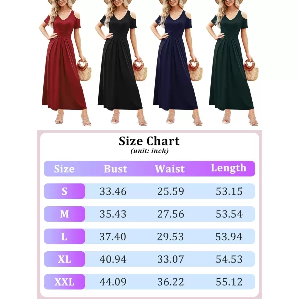 Arolina Cold Shoulder Maxi Dress for Women Summer V Neck Short Sleeve Casual Long Beach Dresses with PocketA Darkgreen