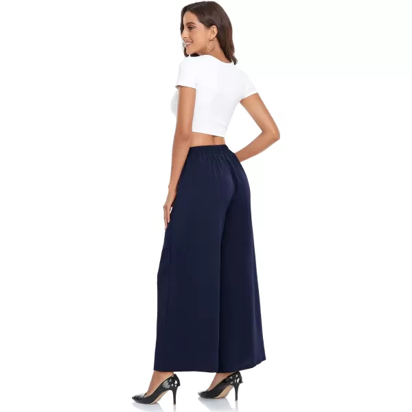 Arolina High Waisted Wide Leg Pants for Women Casual Flowy Long Loose Fit Palazzo Lounge Pants with PocketsA Dark Blue