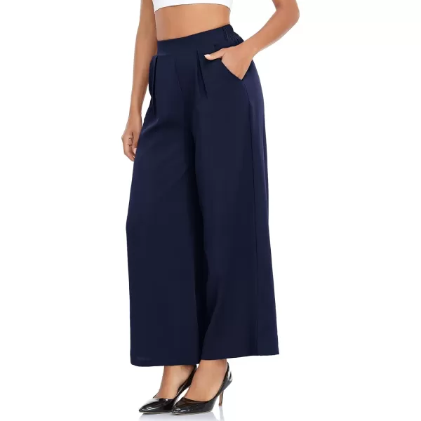 Arolina High Waisted Wide Leg Pants for Women Casual Flowy Long Loose Fit Palazzo Lounge Pants with PocketsA Dark Blue