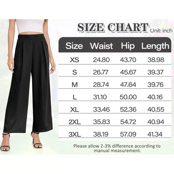 Arolina High Waisted Wide Leg Pants for Women Casual Flowy Long Loose Fit Palazzo Lounge Pants with PocketsB Blackstripe