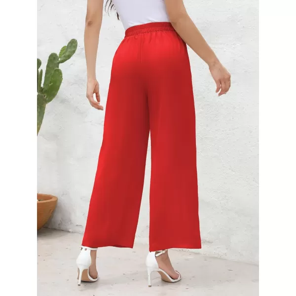 Arolina High Waisted Wide Leg Pants for Women Casual Flowy Long Loose Fit Palazzo Lounge Pants with PocketsC Brightred