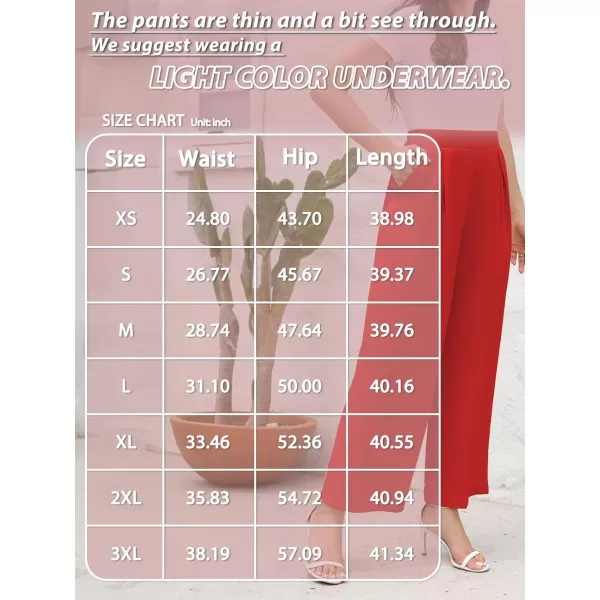 Arolina High Waisted Wide Leg Pants for Women Casual Flowy Long Loose Fit Palazzo Lounge Pants with PocketsC Brightred