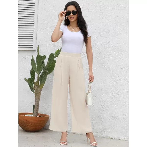 Arolina High Waisted Wide Leg Pants for Women Casual Flowy Long Loose Fit Palazzo Lounge Pants with PocketsC Darkbeige