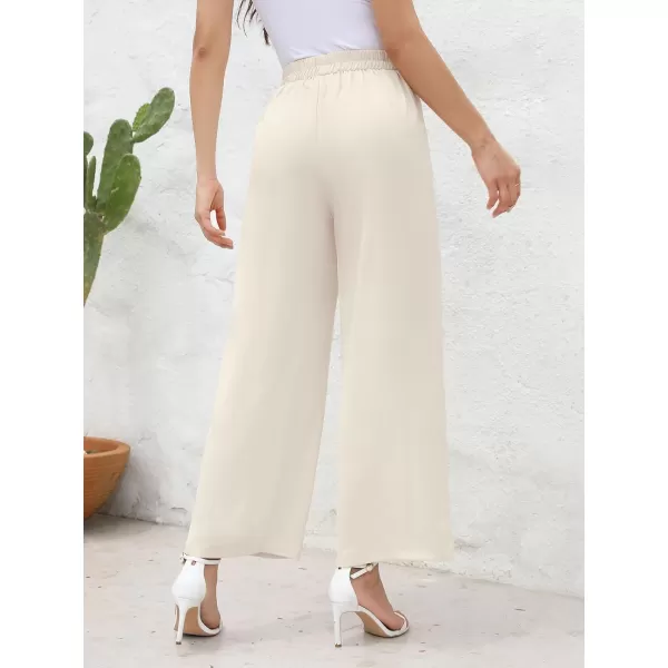 Arolina High Waisted Wide Leg Pants for Women Casual Flowy Long Loose Fit Palazzo Lounge Pants with PocketsC Darkbeige